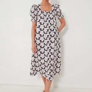 Tuckernuck Hyacinth House Eden Daly Dress Navy Floral Puff Sleeve- Size XS